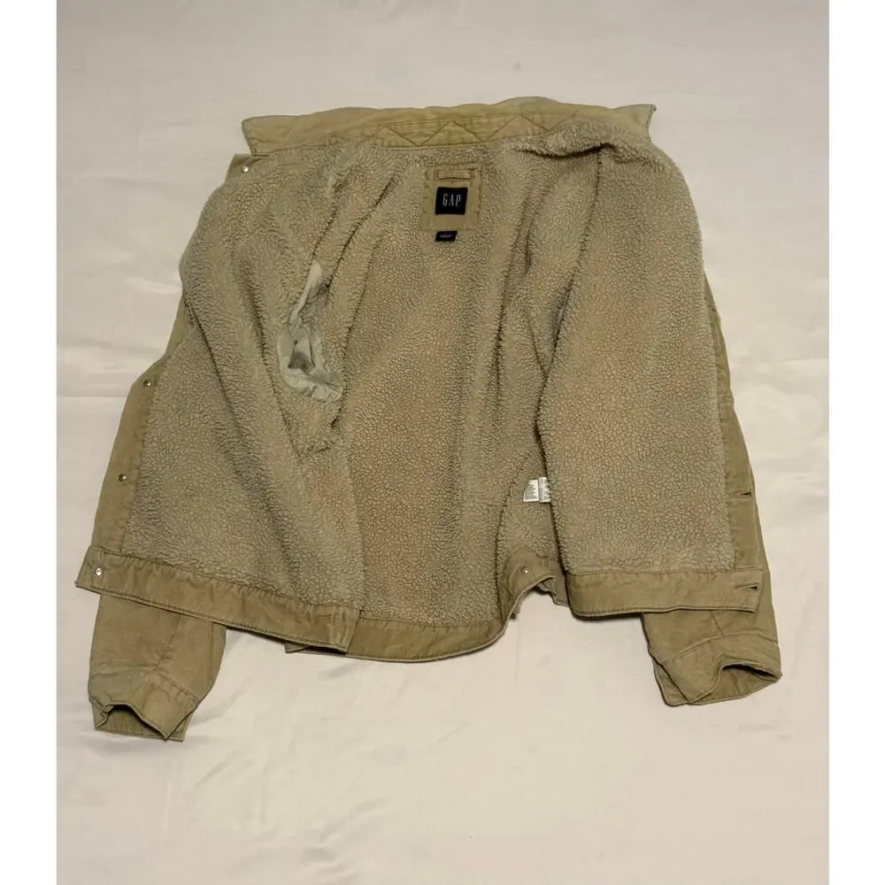 Gap Jacket Men’s Large Sherpa Lined Vintage Y2K 90s Tan Corduroy Trucker - Picture 4 of 9
